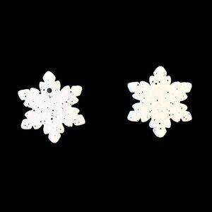 White Snowflake with Black Speckles Stud Earrings